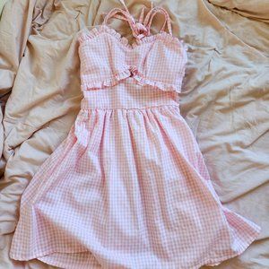 bonne chance collections pink gingham ruffle picnic dress